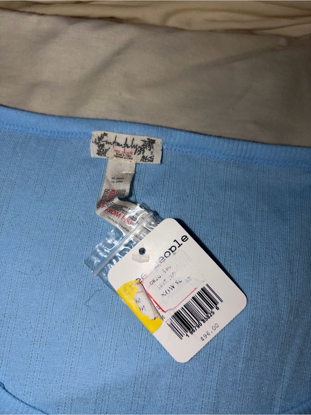Free People Sky Blue Ribbed top; NWT; AS IS